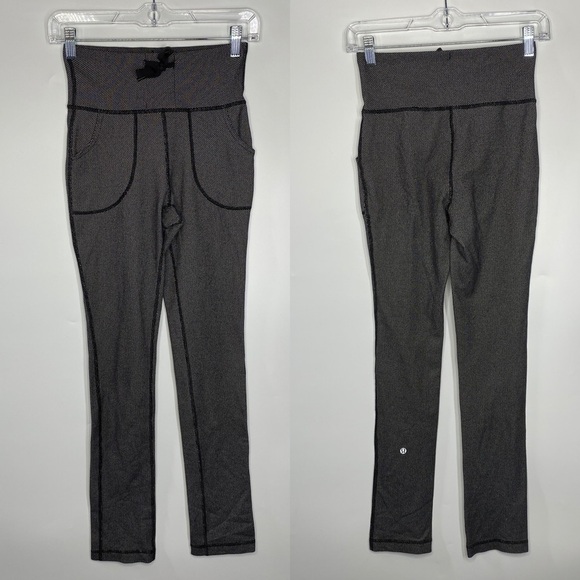 Lululemon Skinny Will Pant Pique Black White Size 4 - Picture 1 of 12
